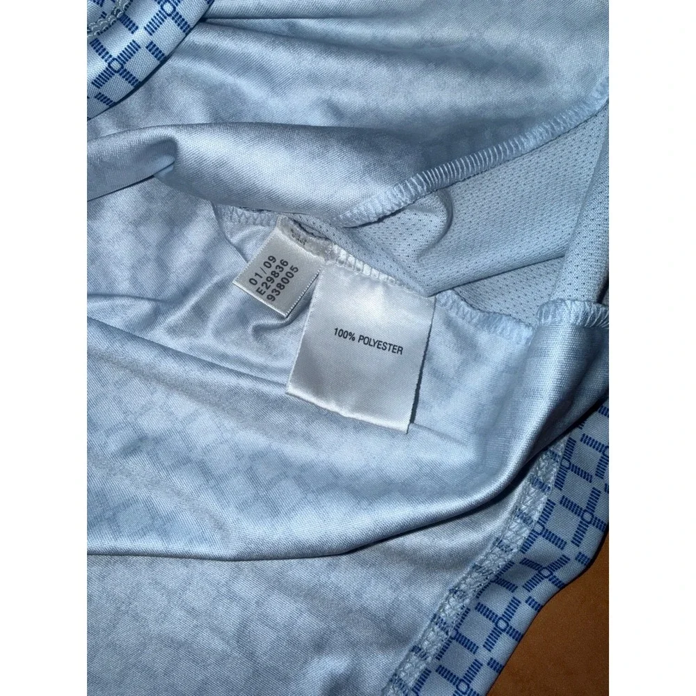 Adidas ClimaCool Mens XL Golf Polo Shirt Blue White Geometric Grid Performance